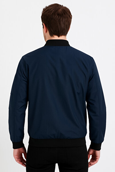 comstar Men's Zippered Navy Blue College Windbreaker & Raincoat