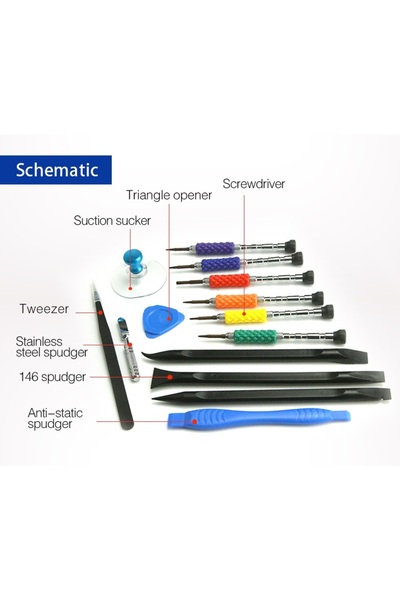 SUNSHINE Screwdriver and opening tools set for repairing and disassembling iPhones and other mobile phones, compatible with all phones, 14 pieces