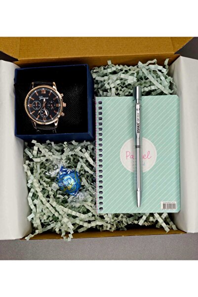Ivory Pearl Men's Watch. Notebook. Triple Pen and Chocolate. Gift Box