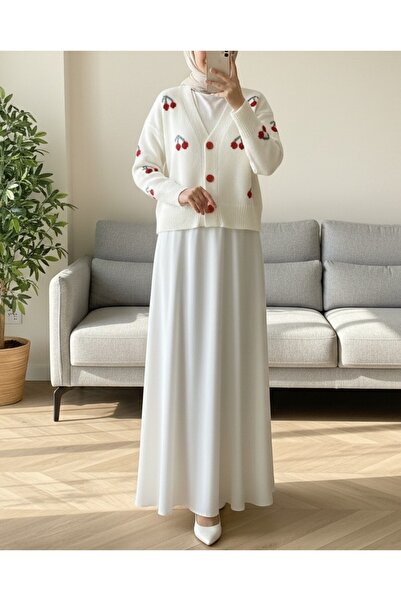 Modamorfo Короткий кардиган з вишневим візерунком - Екрю