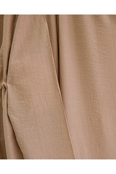 Modamorfo Kimono Suit with Tunnel Laces and Stoned Wide Leg Trousers - Mink