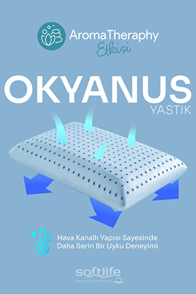 Softlife Aroma Therapy Okyanus Esintisi Visco Yastık ve Yastık Spreyi 60x40x15cm