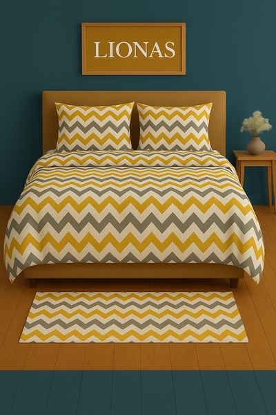 StellaFlavo Husă de pilota cu model dublu + 2 fețe de pernă cu husă