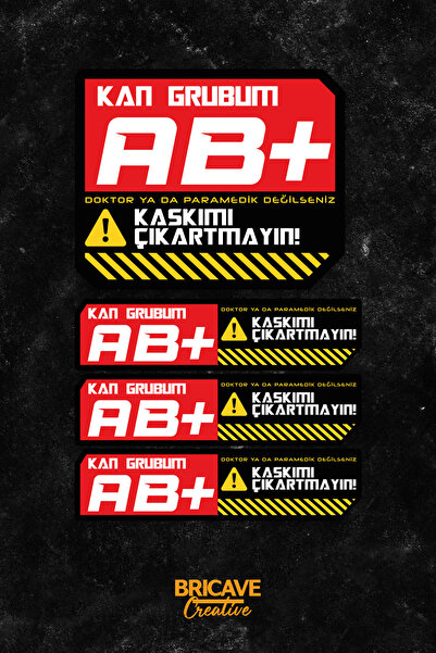 Bricave AB+ Kan Grubu Sticker PVC Kask Etiket – Araba-Motosiklet Cam Etiket S...