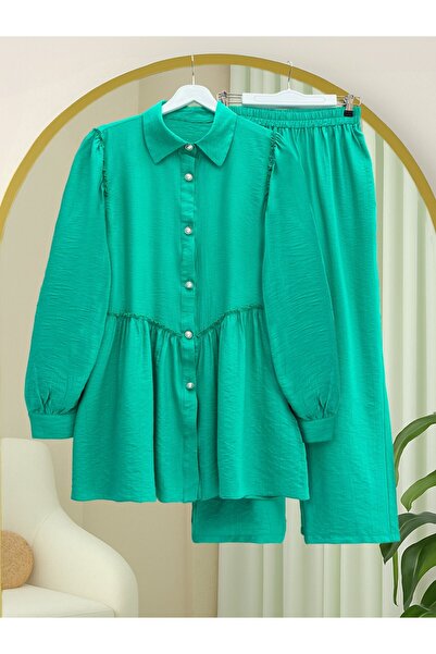 Modamorfo بدلة بأزرار لؤلؤية مجمعة على الكتف والجبهة -A.Green