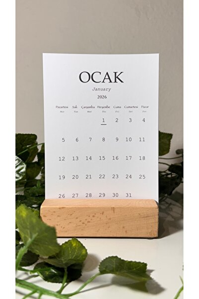 Handeto Kraft Sade Masa Takvimi, 2026 Sade Takvim Modern Takvim Yılbaşı Hediyesi Öğretmenler Günü Hediyesi
