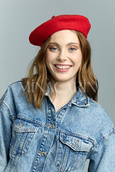 MinaCarin Kırmızı Fransız Ressam Keçe Bere