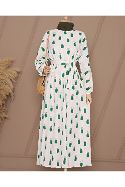 Modamorfo Φόρεμα από λινό μανίκι με ζώνη