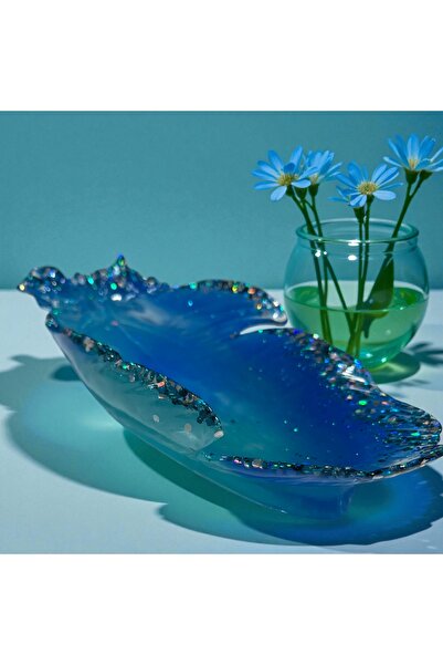 Pelince Epoxy Handmade Feather Serving Tray | Jewelry Tray & Keychain Organizer | 24 cm