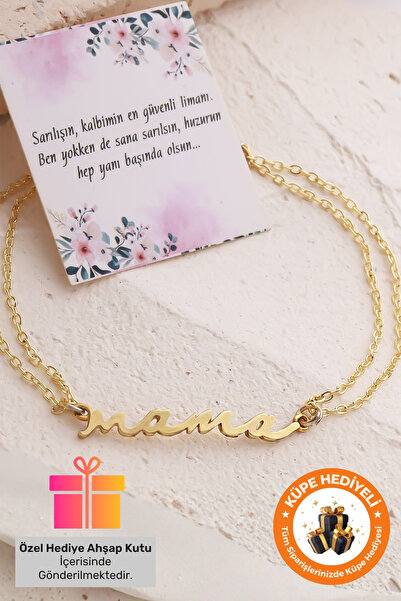 Lucente Jewellery Özel Hediye Kutulu Mama Yazılı Bileklik 925 Ayar Gümüş Kapl...