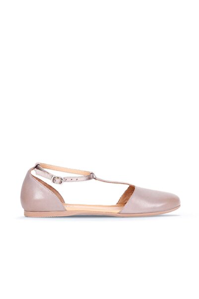 Bueno Shoes Γκρι δερμάτινα γυναικεία φλατ σανδάλια 01ws0310