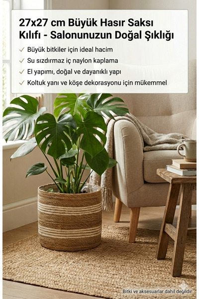 sever ithalat Çizgili Dekoratif Saksı Sepeti – Bitki & Saksı Kılıfı