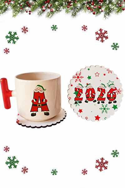 Öz Kupa Yeni Yıl Christmas Yılbaşı Özel Seri A Harfli Kırmızı T Kulp Lüks Fin...