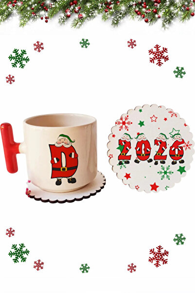 Öz Kupa Yeni Yıl Christmas Yılbaşı Özel Seri D Harfli Kırmızı T Kulp Lüks Fin...