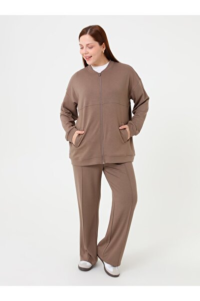 ALİA Zippered Oversized Sweatshirt - Mink -