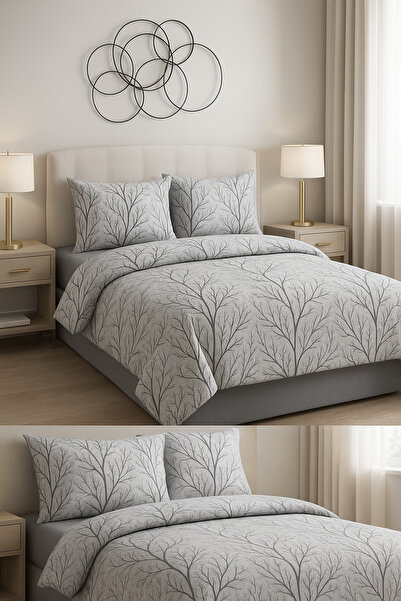 uykulife home collection UYKULİFE DAL GREY BLACK SET DE LENJERIE DE PAT PENTRU O PERSONĂ