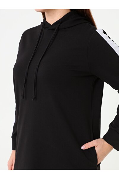 ALİA Plus Size Natural Fabric Sports Tunic&Pants Two-Piece Set - Black -