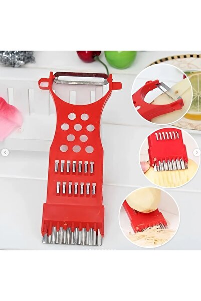 EUROLUXE Çok Fonksiyonlu Rende - Soyacak – Sebze ve Meyve Doğrayıcı (Patates, Havuç, Salatalık, Limon), 17 cm