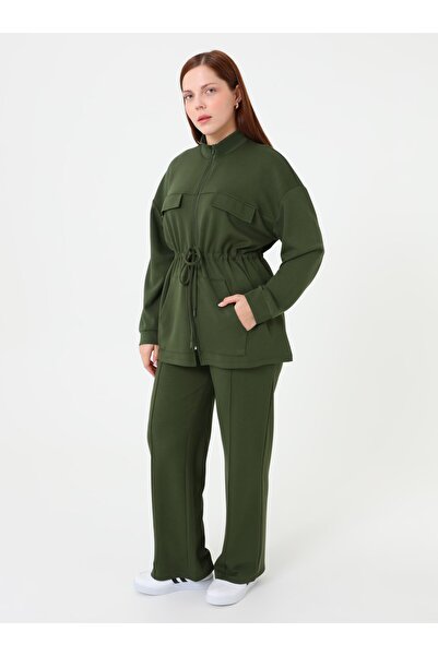 ALİA Modern Form Plus Size Suit - Khaki -