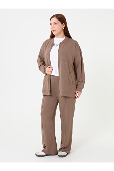 ALİA Zippered Oversized Sweatshirt - Mink -