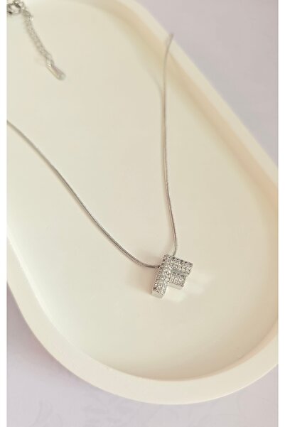 MİLUNXTE F Harfli Çelik Kolye – F Harf Kolye - Gümüş Renk F Harfli Kolye - Ta...