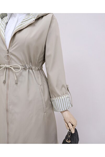 Modamorfo Тренч з капюшоном, підкладкою з капітоном і застібкою на талії - Камінь