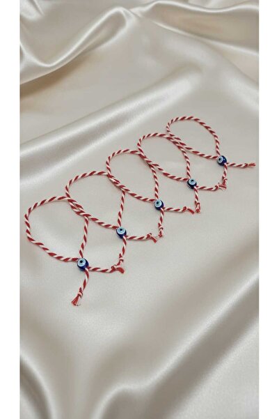 invictus design Kadın 5li Kırmızı Beyaz Nazar Boncuklu Marteniçka İp Dilek & ...