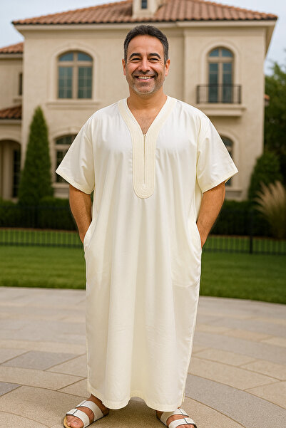 ALFASSIYAH Men's Shirt, Nightgown, Moroccan Thobe, Comfort Luxury Men's Gifts House Dress Comfort Moroccan Shirt, Men's Thobe Seven