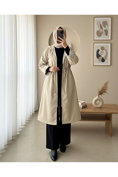 Modamorfo Тренч з капюшоном, підкладкою з капітоном і застібкою на талії - Камінь