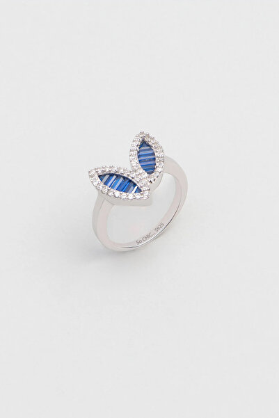 So CHIC... Yakamoz Mavisi 18 Ayar Beyaz Altın Kaplama Gümüş Yüzük