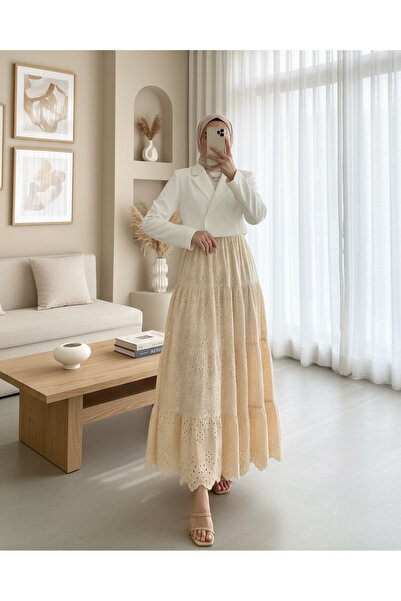 Modamorfo Beige Folded Skirt