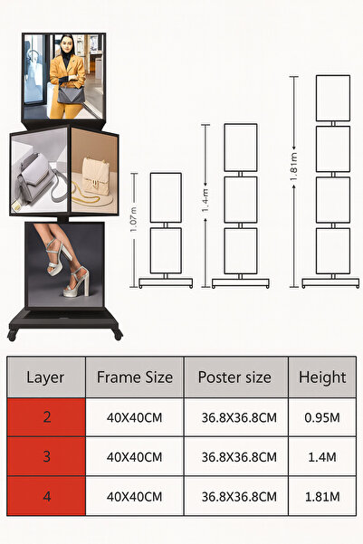 Grand City Media Mobile stand | 3 tiers | LED
