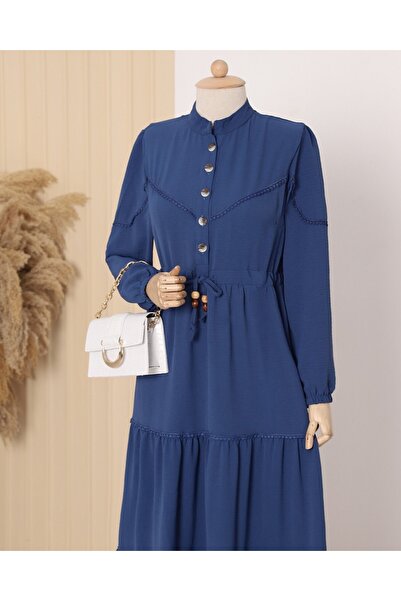 Modamorfo Šaty s polovičním zapínáním na knoflíky - tmavě modrá