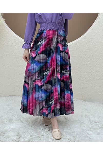 Modamorfo Digitálně potištěná plisovaná sukně - růžová