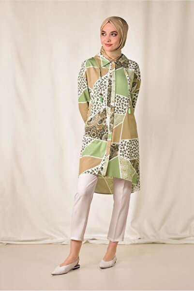 Alvina Colorful Patterned Front Button Tunic 4983