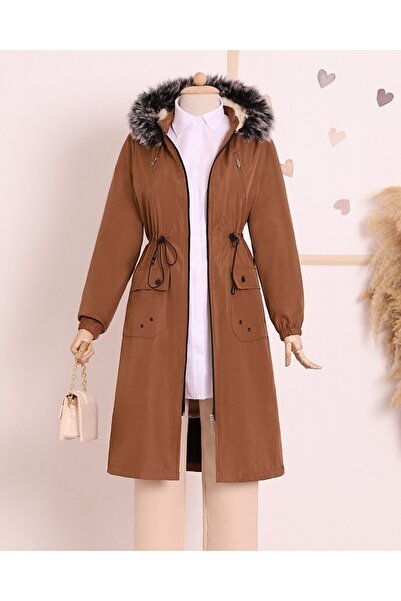 Modamorfo Hooded Bondit Coat with Eyelets on Pockets