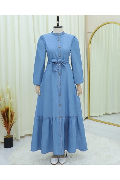 Modamorfo Blue Buttoned Skirt and Denim Dress