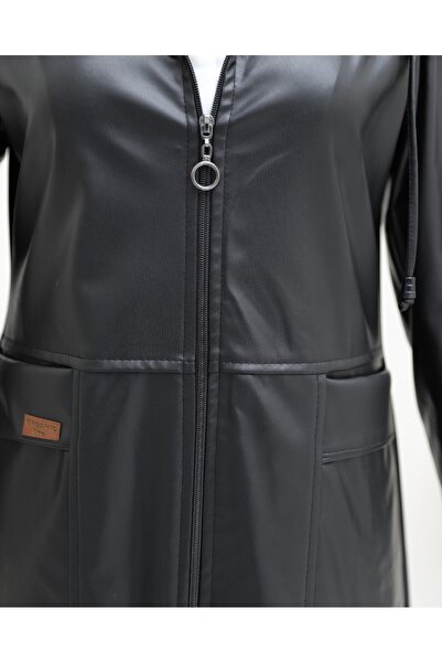 Modamorfo Bag with Zipper Closure Faux Leather Cap -Black