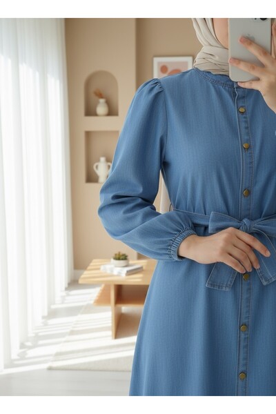 Modamorfo Blue Buttoned Skirt and Denim Dress