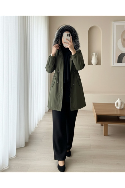 Modamorfo Short Coat with Hooded Sleeves and Elastic Pockets - Camouflage