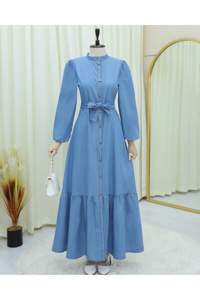Modamorfo Blue Buttoned Skirt and Denim Dress