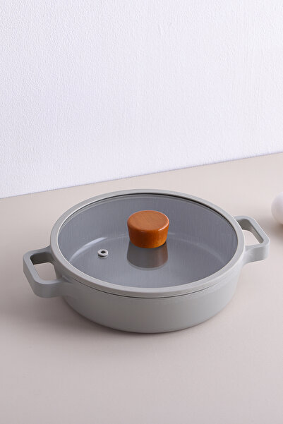 NEOFLAM Fika Glass Lid Aluminum Pan 22 cm Gray