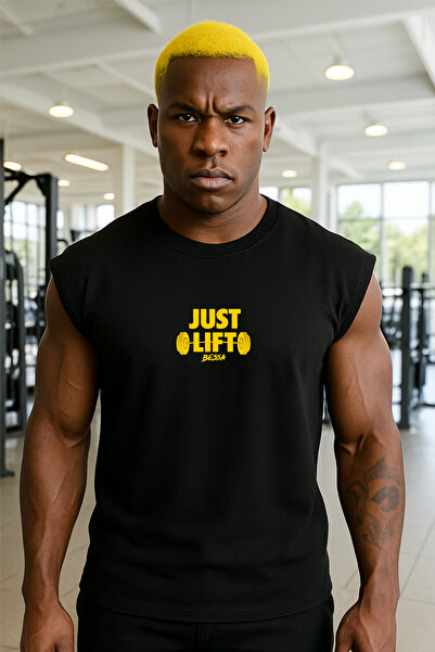 BESSA Чоловіча футболка / майка з бавовняним принтом Freedom з великим вирізо...