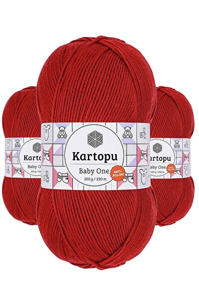 Genel Markalar K.artopu Baby One Tüylenmeyen El Örgü İpi Yünü Koyu Kırmızı K129