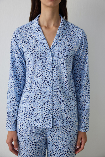 Penti Mavi Leila Gömlek Pantolon Pijama Takımı