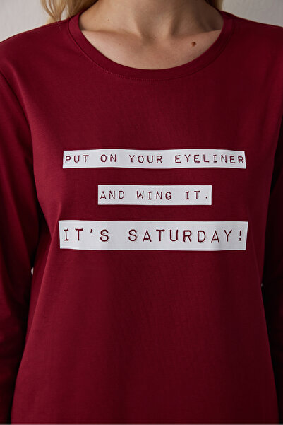 Penti Bordo It's Saturday Pants Pajama Set