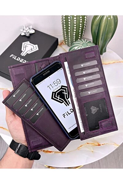 Fil Deri With Phone Compartment - Genuine Leather - Magnetic - Multi-Compartment - Wallet and Card Holder Vintage Leather 2047