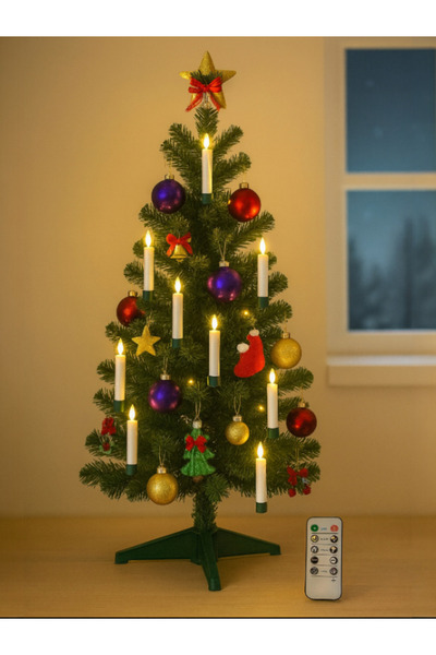 HEDİYE FİKRİ Alevsiz Mandallı Şamdan Mum 8 li Set Uzaktan Kumandalı Noel Özel Gün İçin 13 cm