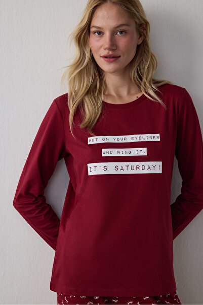 Penti Bordo It's Saturday Pants Pajama Set