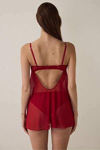 Penti Red Sequin Lace Wire Babydoll